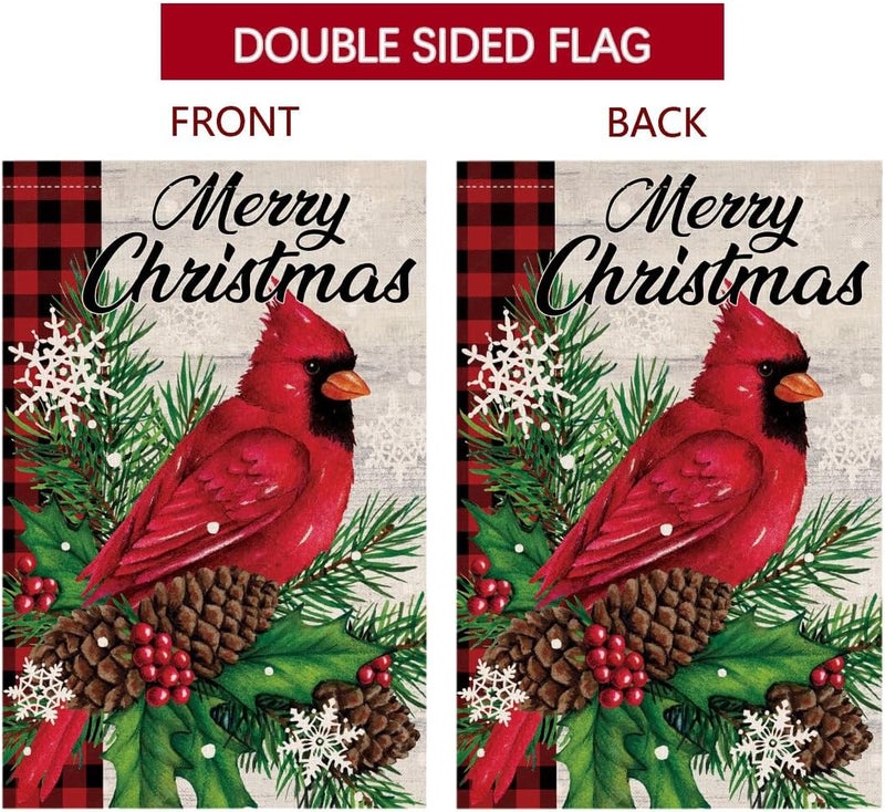 BLKWHT Christmas Cardinal Bird House Flag 28 x 40 Vertical Double Sided Winter Holiday Outside Decorations Burlap Yard Flag BW540-40 - Image 5